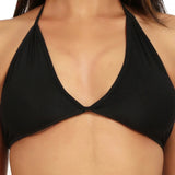 Black nylon spandex women's sexy bikini set: Bra & panty, embellished design, high stretch, comfortable