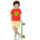 Red cotton half sleeve baby tee for boys, comfortable clothing for little ones