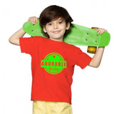Adorable red cotton half-sleeve baby tee for boys