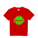 Red cotton half-sleeve t-shirt for boys, adorable design for baby clothing