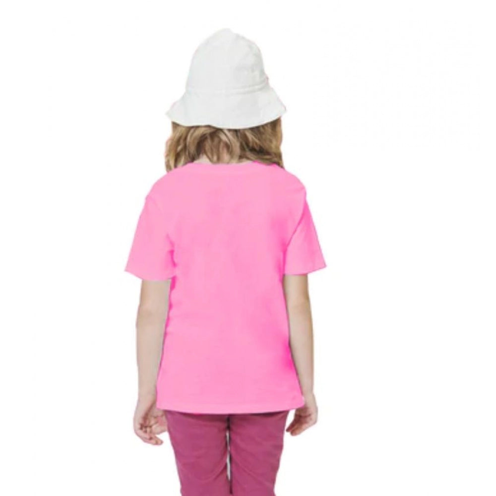 Pink cotton baby shark half sleeve t-shirt for girls, round neck, playful marine life design