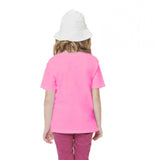 Pink cotton baby shark half sleeve t-shirt for girls, round neck, playful marine life design