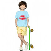 Sky blue cotton half sleeve baby tee for boys, perfect for casual playtime