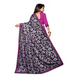 Purple Lycra blend saree with mirror-work blouse (5-6 mtrs), party-ready half-half style Indian wear for women