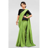 LightGreen Vichitra saree with unstitched brocade blouse, sequence work for daily wear