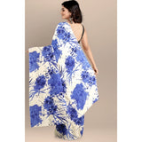 Blue Joya silk saree with unstitched blouse (5-6 mtrs), printed style, Banglory silk blouse fabric