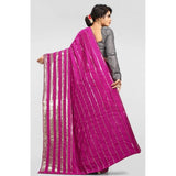Pink Vichitra saree with unstitched brocade blouse, sequence work, for parties