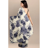 Black Joya silk saree with unstitched blouse (5-6 mtrs), printed style, Banglory silk blouse fabric