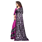 Purple Lycra blend saree with mirror-work blouse (5-6 mtrs), perfect for festive parties
