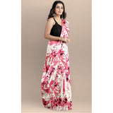 Pink Joya Silk Saree & Unstitched Blouse (5-6 meters), vibrant printed daily wear, actual color may vary