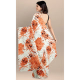 Orange Joya silk saree with unstitched blouse (5-6 mtrs), printed style, solid work Banglory silk blend
