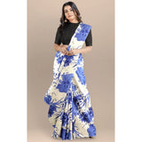 Blue Joya silk saree with unstitched blouse (5-6 mtrs), printed design on both