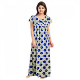 Off-white cotton printed maxi nightgown for daily wear