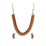 Red, gold-plated brass Women's Laxmi coin shape jewelry chowker set