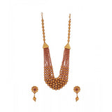 Women's Ethnic Five Layer Brass Mala With Crystal For Women And Girls (Red, Free Size)