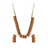 Blue gold-plated brass elegant Laxmi coin shape jewelry chowker set for women, free size on display