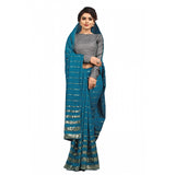 Vichitra Rama saree with brocade blouse, sequin work party wear for women (5-6 mtrs)