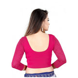 Pink Cotton Lycra Women's 3/4 Sleeve Blouse, free-size, hand wash only