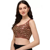 Maroon embroidered cotton lycra readymade blouse, free size, hand wash only