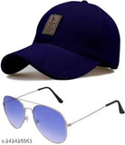 Cotton baseball cap with CAP ND Sunglasses Mens pattern, accessory for men from India