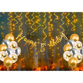 Multicolor Happy Birthday Decoration Kit Combo with Fairy LED light, includes eco-friendly balloons and confetti, safe for children's use