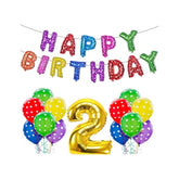 Multicolor 2nd birthday decoration items for boys or girls - foil balloons, ribbons, eco-friendly, safe for children