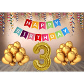 Multicolor Happy Birthday Decoration Combo with foil banner and metallic balloons, eco-friendly and safe for kids celebrations