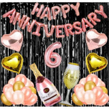 Rose gold anniversary balloons set with multicolor happy decorations