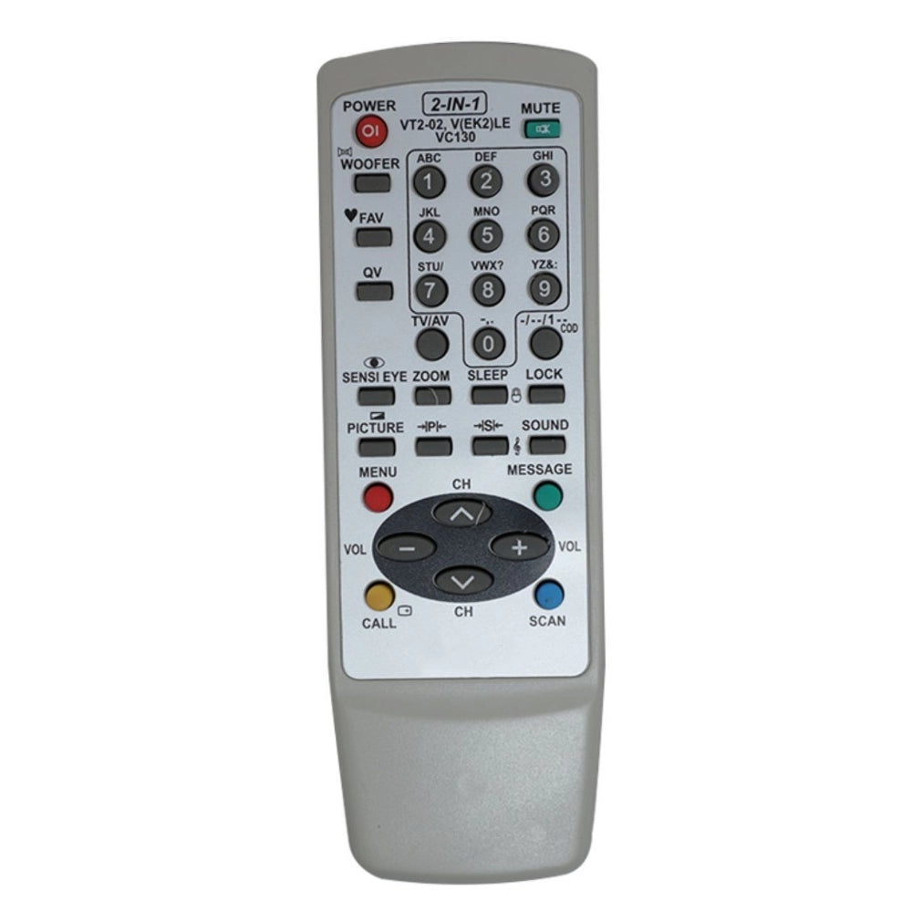 CRT TV Remote No. VT202, infrared-enabled Zinc Carbon battery remote for Videocon CRT TVs, ideal for long-distance operation from sofa or bed