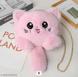 Faux leather kitty cat tail sling bag with elegant design, playful animal net pattern and secure zipper pocket