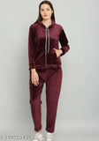 Velvet women's long-sleeve winter tracksuit, India-made quality winter outfit for chilly season