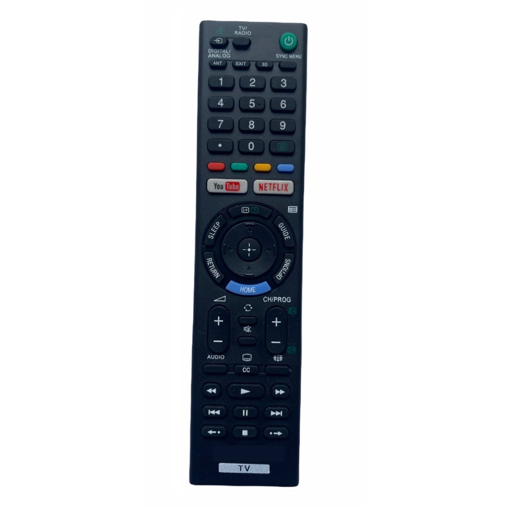 Multi-colored infrared remote compatible with Voltas AC & Sony Smart TV, offers long-range control & ergonomic design for comfortable use from sofa/bed