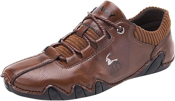 Trendy men's casual shoes, brown PU leather with PVC sole, UK/IND size 6, US size 7, EUR size 40 for casual wear, lace closure