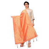 Orange silk Zalhar Work Duppatta (223m), traditional women's wear, 36" width