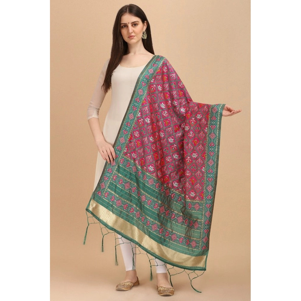 Purple silk Zari weaving Duppatta (223 mtrs), traditional wear for women with zalhar pattern, width 91 cm