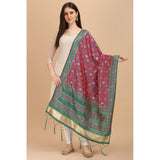 Purple silk Zari weaving Duppatta (223 mtrs), traditional wear for women with zalhar pattern, width 91 cm