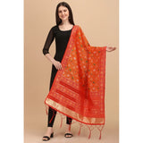 Orange silk dupatta, traditional wear with Zalhar work, length 223 meters, 36-inch width, pure zari weaving for women