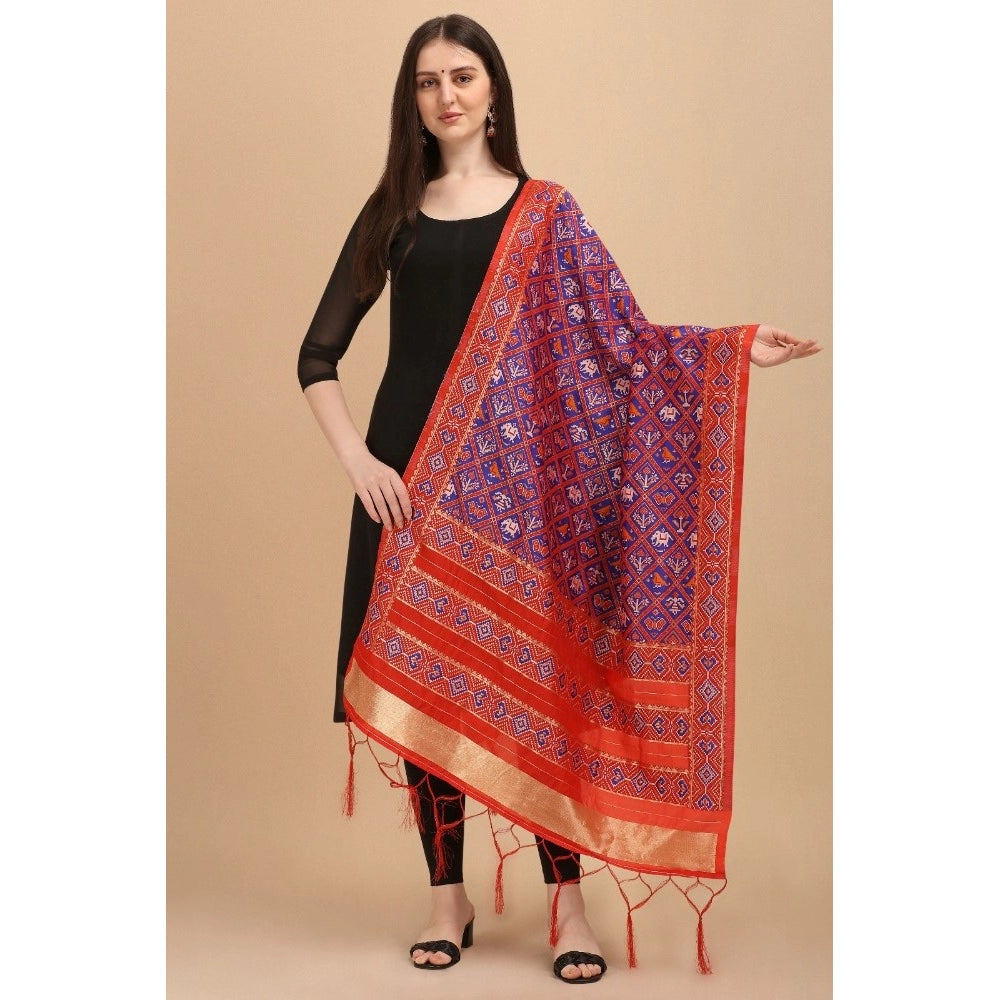 Purple silk Zari weaving Duppatta (223m), ideal for traditional wear