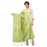 Light Green Silk Zalhar Work Duppatta for Traditional Wear, length 223 meters