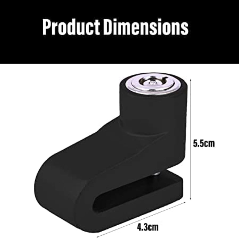 Black iron mini bicycle disc brake lock security, easy installation without tools, hardened steel locking pin for enhanced protection