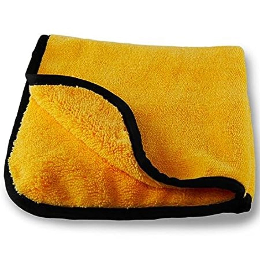 Yellow-black microfiber cloth for car washing and detailing