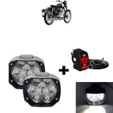 Black plastic Shilon 9 LED waterproof bike switches (set of 2). Clear beam pattern for high/low beam, easy plug-and-play design. Die-cast aluminum construction, ideal for off-road driving
