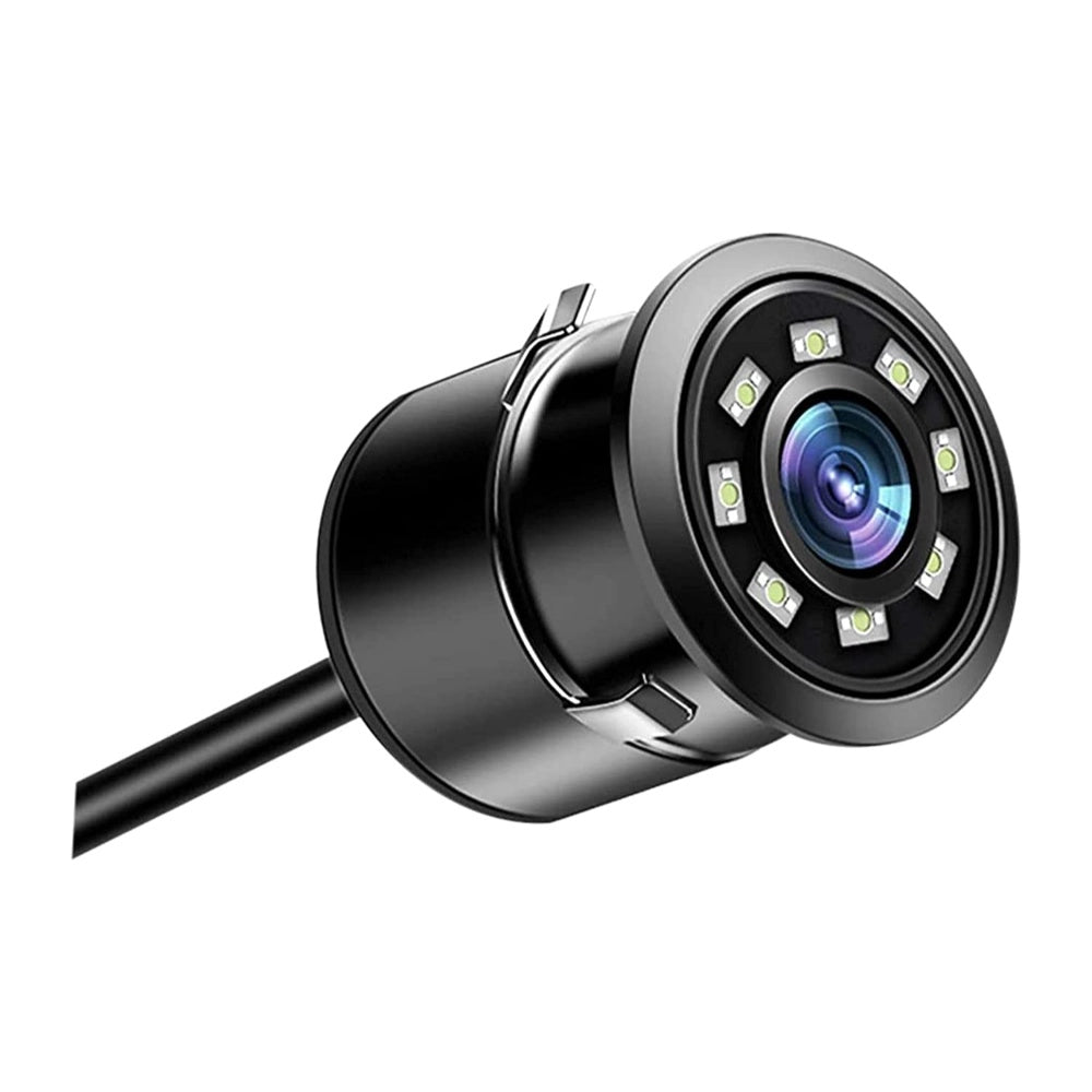 Black abs plastic rear view backup camera with 170-degree HD CMOS auto parking assistance reverse, features night vision and all-weather waterproof design for use in various weather conditions