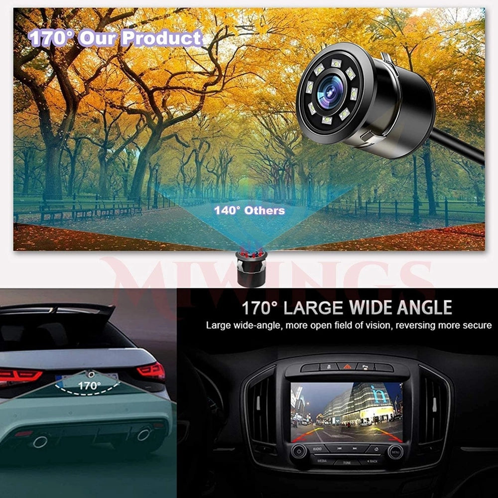 Black ABS plastic rear view backup camera with 170-degree HD CMOS auto parking assistance, ideal for reverse parking and all weather use