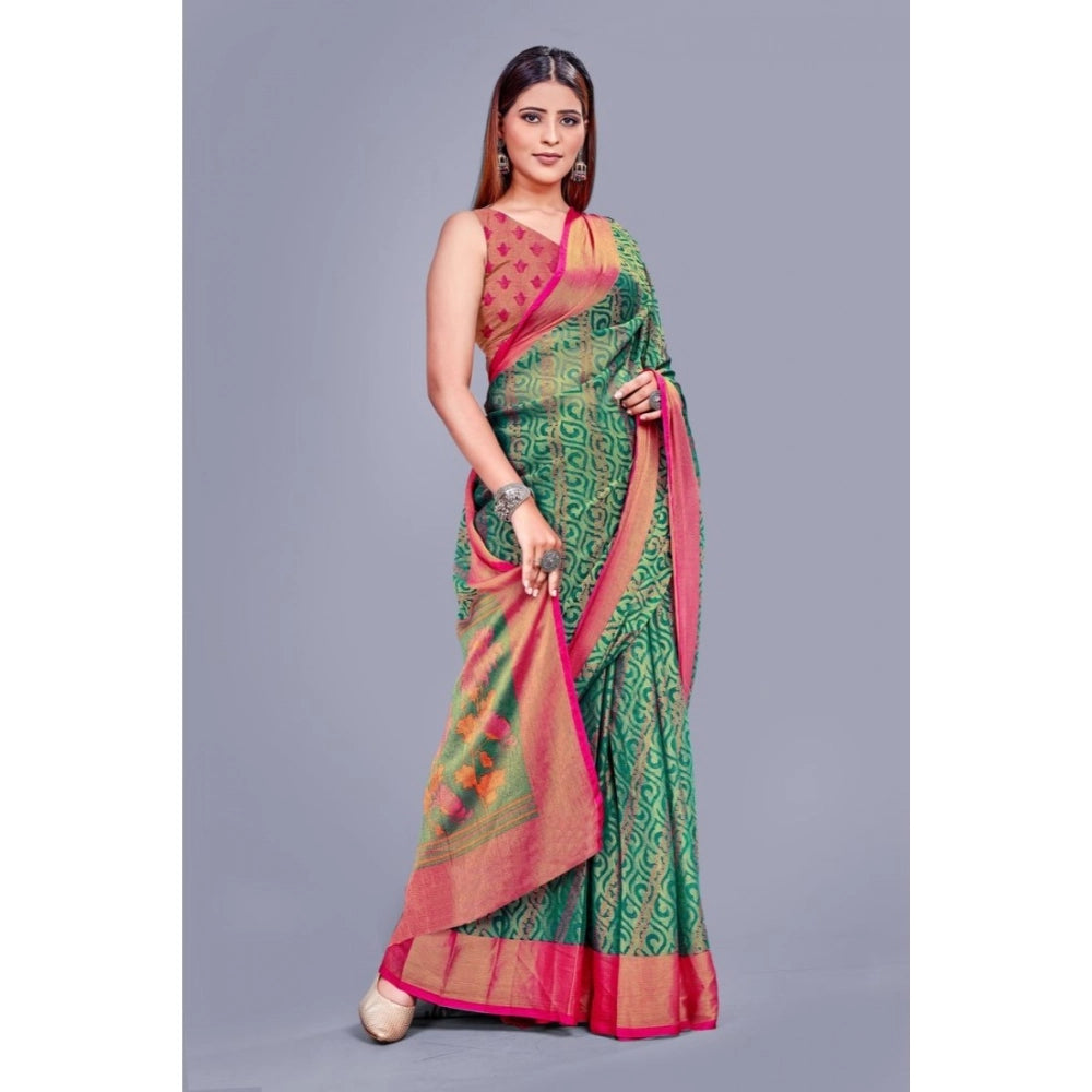 Viscose rayon printed Rama saree with unstitched blouse, vibrant Indian wear for women