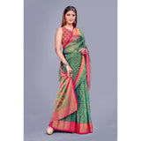 Viscose rayon printed Rama saree with unstitched blouse, vibrant Indian wear for women