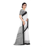 Black georgette printed saree with unstitched blouse, women's traditional Indian fashion wear