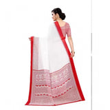 Red Georgette printed saree with unstitched blouse, vibrant ethnic wear for women