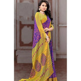 Blue viscose rayon printed saree with unstitched blouse, vibrant patterns for women's fashion