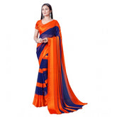 Orange satin patta printed saree with unstitched blouse, women's ethnic fashion accessory for special occasions